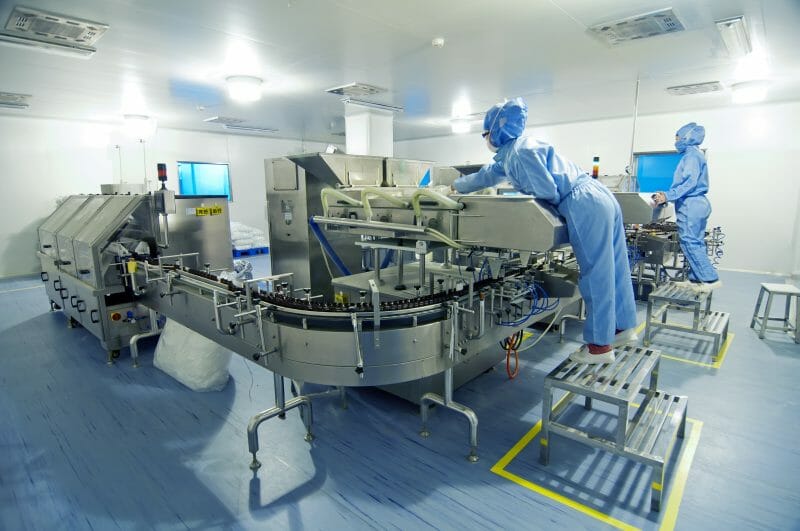Industrial Pharmaceutical Mixing Equipment in Use